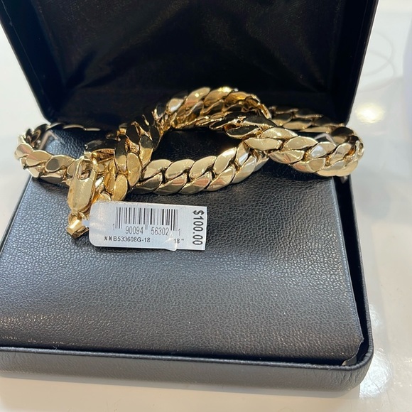 Men's 14k Gold Plated Cuban Chain Necklace 18" - Picture 5 of 5